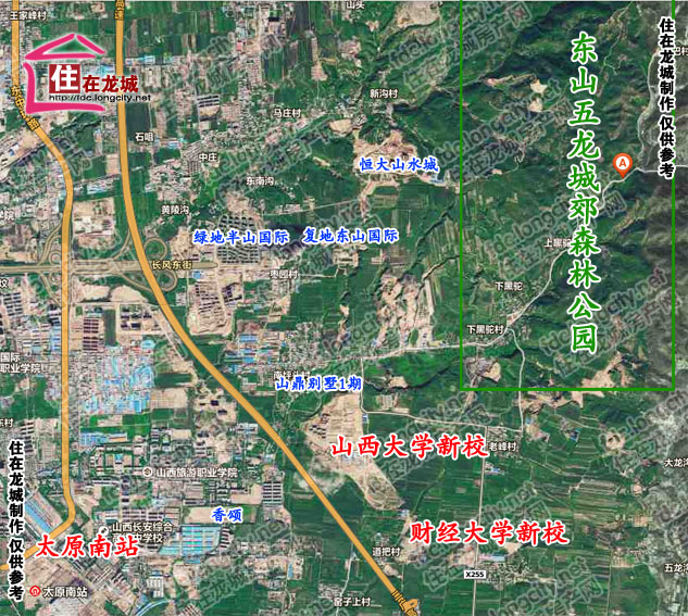 新闻 太原新闻    东山五龙城郊森林公园位置示意图( 点击图片查看